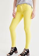Bayan Sarı Düşük Bel Dar Paça Pantolon