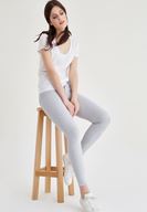 Bayan Gri Düşük Bel Dar Paça Pantolon