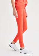 Bayan Kırmızı Düşük Bel Dar Paça Pantolon