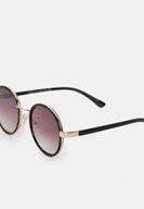 Bayan Siyah Yuvarlak Çerçeveli Gold Detaylı Gözlük