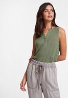 Bayan Yeşil Keten V Yaka Tişört