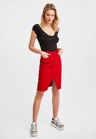 Bayan Siyah Sırtı Biye Detaylı V Yaka Tişört