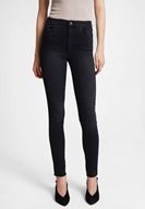 Bayan Siyah Paça Detaylı Ultra Yüksel Bel Denim Pantolon