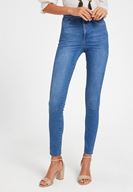 Bayan Mavi Paça Detaylı Ultra Yüksel Bel Denim Pantolon