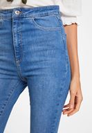 Bayan Mavi Paça Detaylı Ultra Yüksel Bel Denim Pantolon