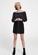 Bayan Gri Bot Yaka Uzun Kollu Triko