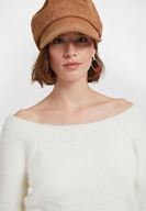 Bayan Krem Bot Yaka Uzun Kollu Triko