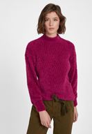 Bayan Mor Balıkçı Yaka Uzun Kollu Triko