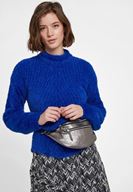 Bayan Lacivert Balıkçı Yaka Uzun Kollu Triko