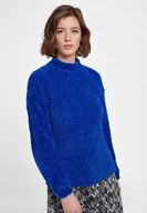 Bayan Lacivert Balıkçı Yaka Uzun Kollu Triko