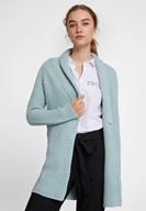 Bayan Mavi Yaka Detaylı Uzun Hırka