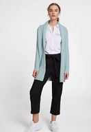 Bayan Mavi Yaka Detaylı Uzun Hırka