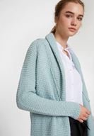 Bayan Mavi Yaka Detaylı Uzun Hırka