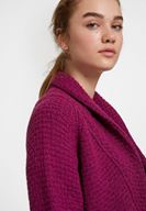 Bayan Mor Yaka Detaylı Uzun Hırka