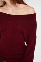 Bayan Bordo Düşük Omuz Triko Kazak