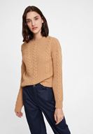 Bayan Kahverengi Yaka Detaylı Örgü Triko