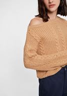 Bayan Kahverengi Yaka Detaylı Örgü Triko