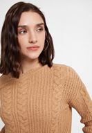 Bayan Kahverengi Yaka Detaylı Örgü Triko