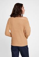Bayan Kahverengi Yaka Detaylı Örgü Triko