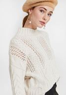 Bayan Krem Boğazlı Örgülü Kazak