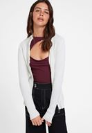 Bayan Krem Fermuar Detaylı Hırka