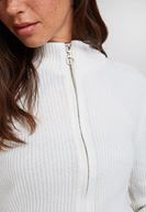 Bayan Krem Fermuar Detaylı Hırka