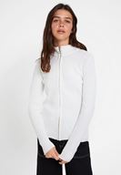 Bayan Krem Fermuar Detaylı Hırka