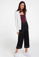 Bayan Krem Fermuar Detaylı Hırka