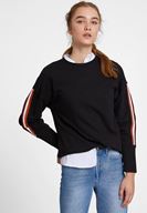 Bayan Siyah Kolları Şeritli Sweatshirt