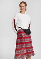 Bayan Krem Kolları Şeritli Sweatshirt