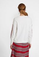 Bayan Krem Kolları Şeritli Sweatshirt