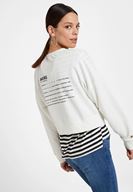 Bayan Krem Sırt Baskılı Sweatshirt