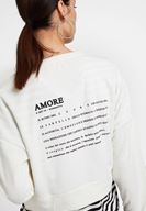 Bayan Krem Sırt Baskılı Sweatshirt