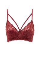 Bayan Bordo Biye Detaylı Dantelli Büstiyer