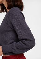 Bayan Gri Kolları Detaylı Triko