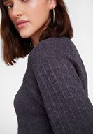 Bayan Gri Kolları Detaylı Triko