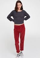 Bayan Gri Kolları Detaylı Triko