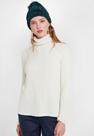 Bayan Krem Yumuşak Dokulu Boğazlı Triko