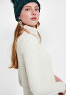 Bayan Krem Yumuşak Dokulu Boğazlı Triko