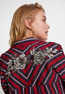 Bayan Çok Renkli Çizgili Sırt Detaylı Gömlek