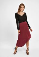 Bayan Bordo Yumuşak Dokulu Asimetrik Etek