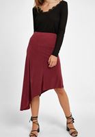 Bayan Bordo Yumuşak Dokulu Asimetrik Etek