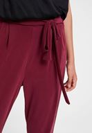 Bayan Bordo Beli Bağlamalı Cupro Pantolon