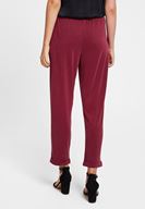 Bayan Bordo Beli Bağlamalı Cupro Pantolon