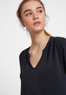 Bayan Siyah Yumuşak Dokulu V Yaka Bluz