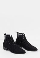 Bayan Siyah Kısa Topuk Detaylı Bot