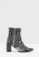 Bayan Siyah Yılan Derisi Desenli Topuklu Bot