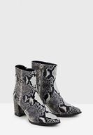 Bayan Siyah Yılan Derisi Desenli Topuklu Bot