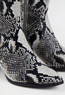 Bayan Siyah Yılan Derisi Desenli Topuklu Bot