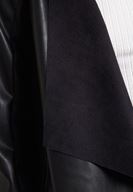 Bayan Siyah Şal Yaka Deri Görünümlü Ceket